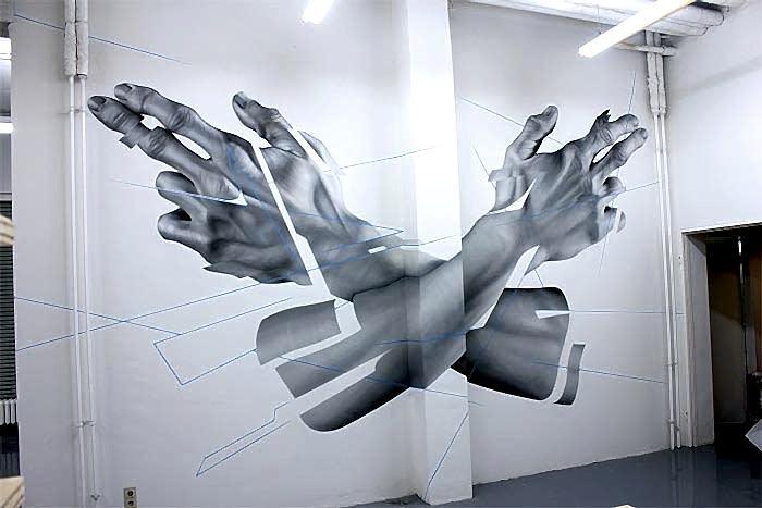 Kendine has tekniği olan James Bullough'tan 30 duvar resmi